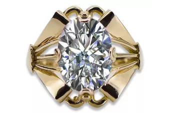 حرف يدوية فينتاج خاتم زركونيا 14 كارت من الذهب الأصفر vrc015y